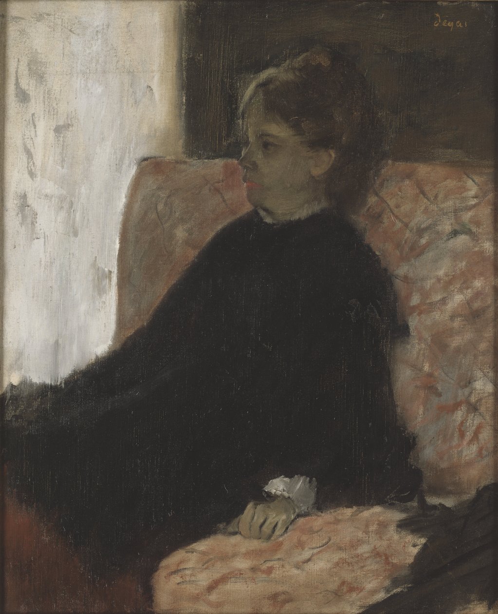 Femme en noir - Lady in Black, av Degas, Edgar (1834-1917). Olje på lerret. Mål: 60x51 cm. Nationalmuseum Stockholm av Edgar Degas
