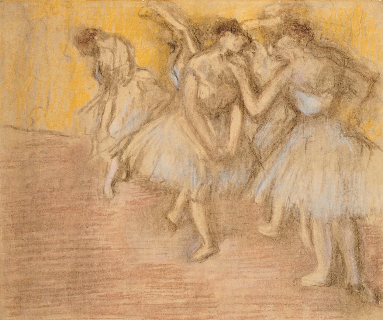 Fem dansere på scenen, ca. 1906-08 av Edgar Degas
