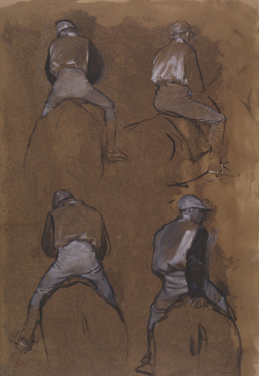 Fire studier av en jockey av Edgar Degas