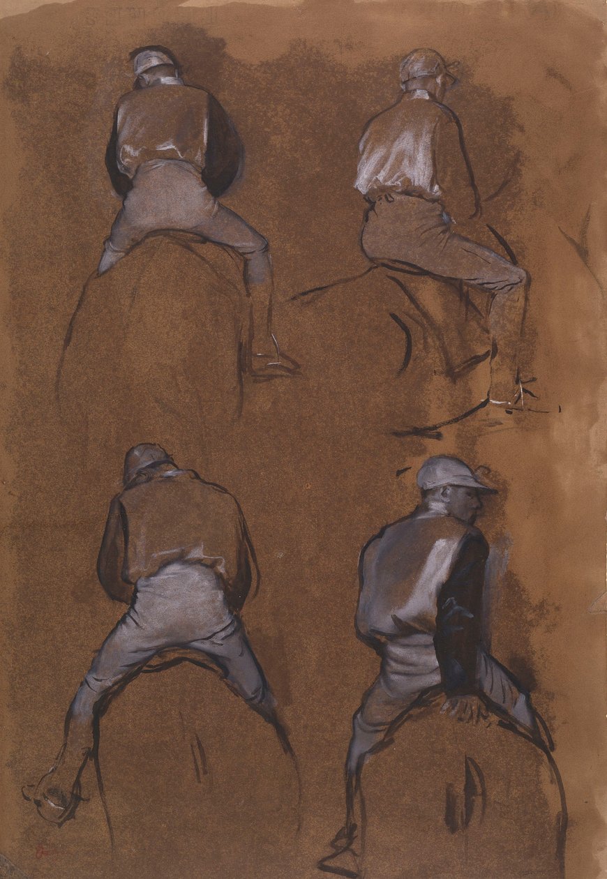Fire studier av en jockey av Edgar Degas