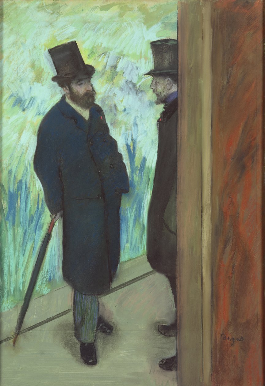Venner ved teatret, Ludovic Halevy (1834-1908) og Albert Cave (1832-1910) 1878-79 (pastell på papir) av Edgar Degas