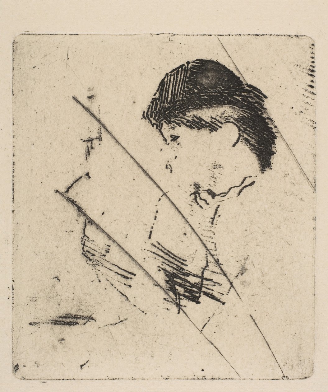 Hode og skuldre til en ung kvinne i profil I, ca. 1879. av Edgar Degas