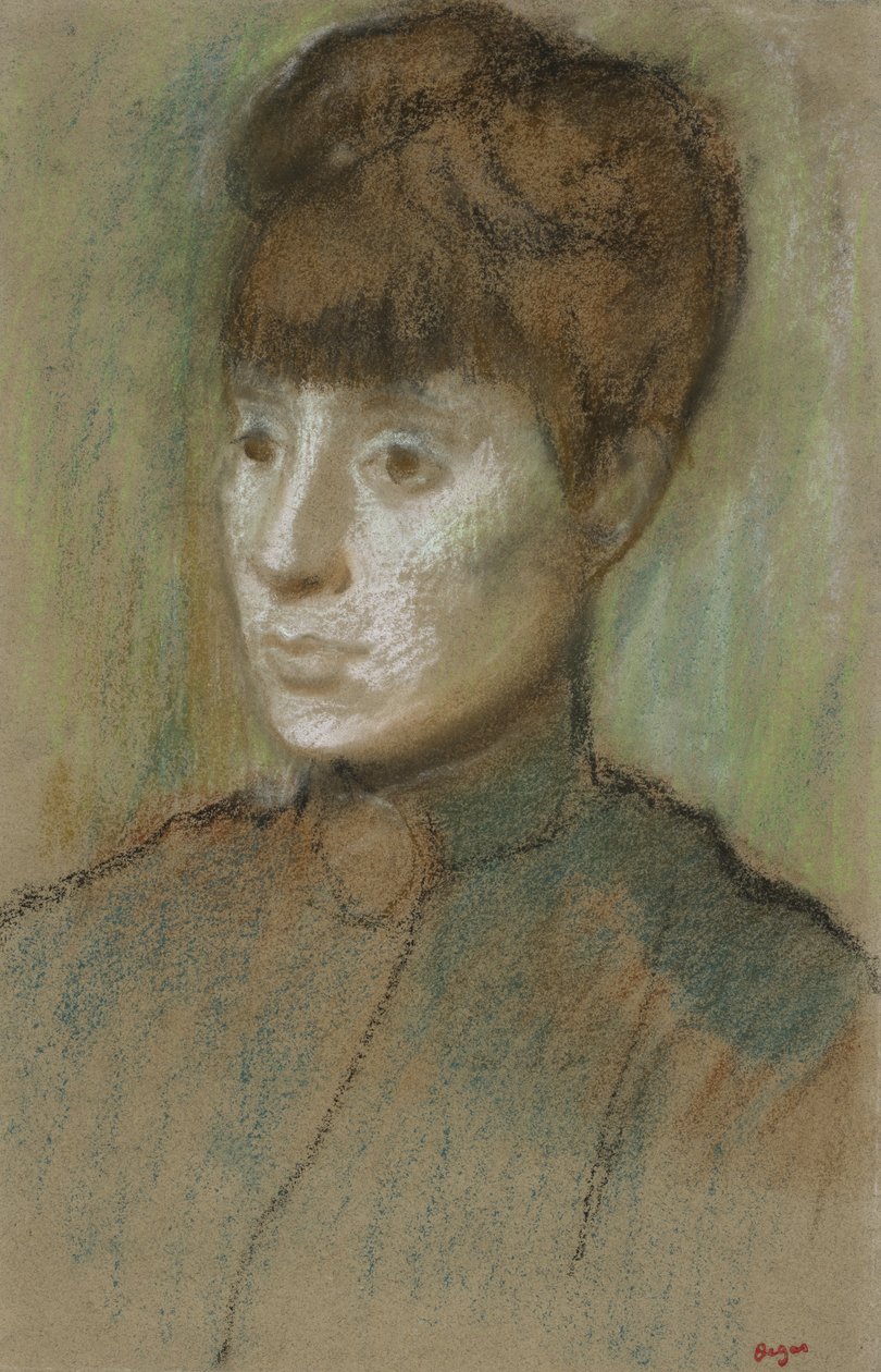 Head of a Woman, 1884 (pastell på vevd papir) av Edgar Degas