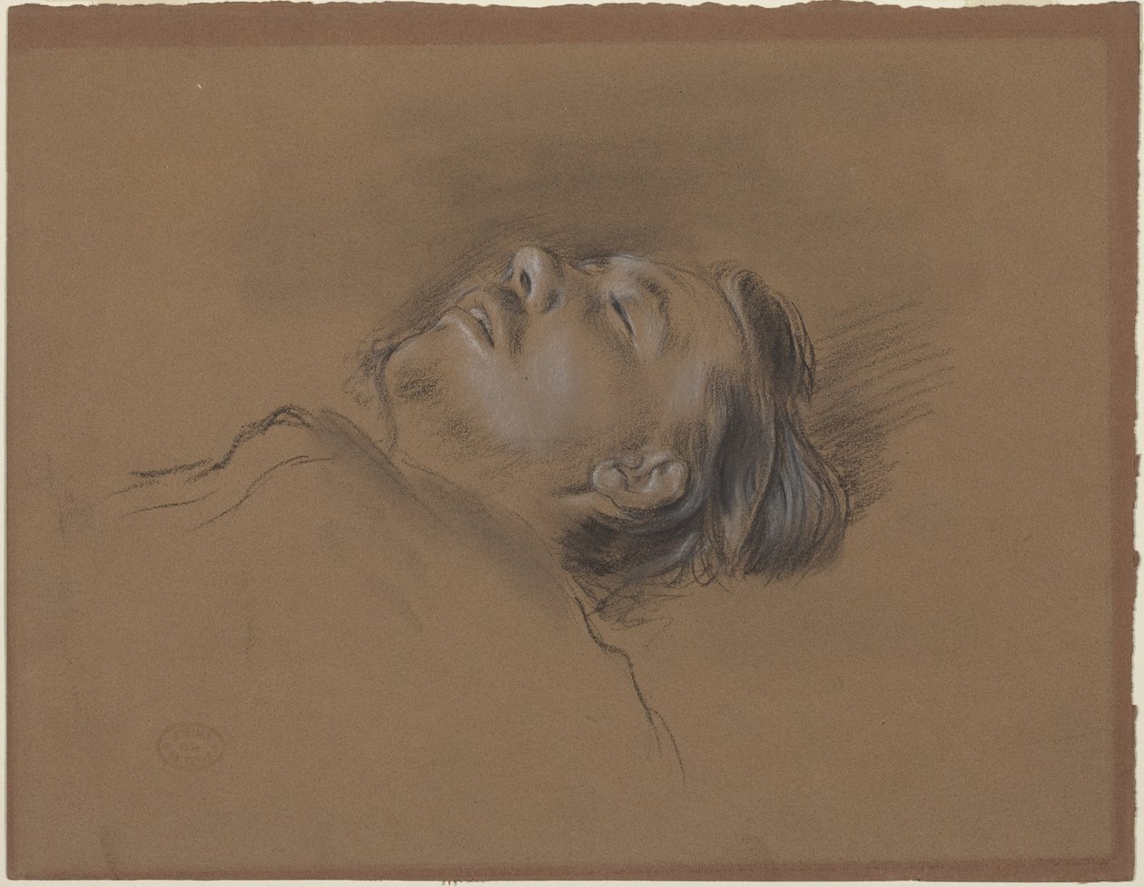 «Hodet til den fallne jockeyen» (studie til «Scene fra steeplechase: Den fallne jockeyen») av Edgar Degas