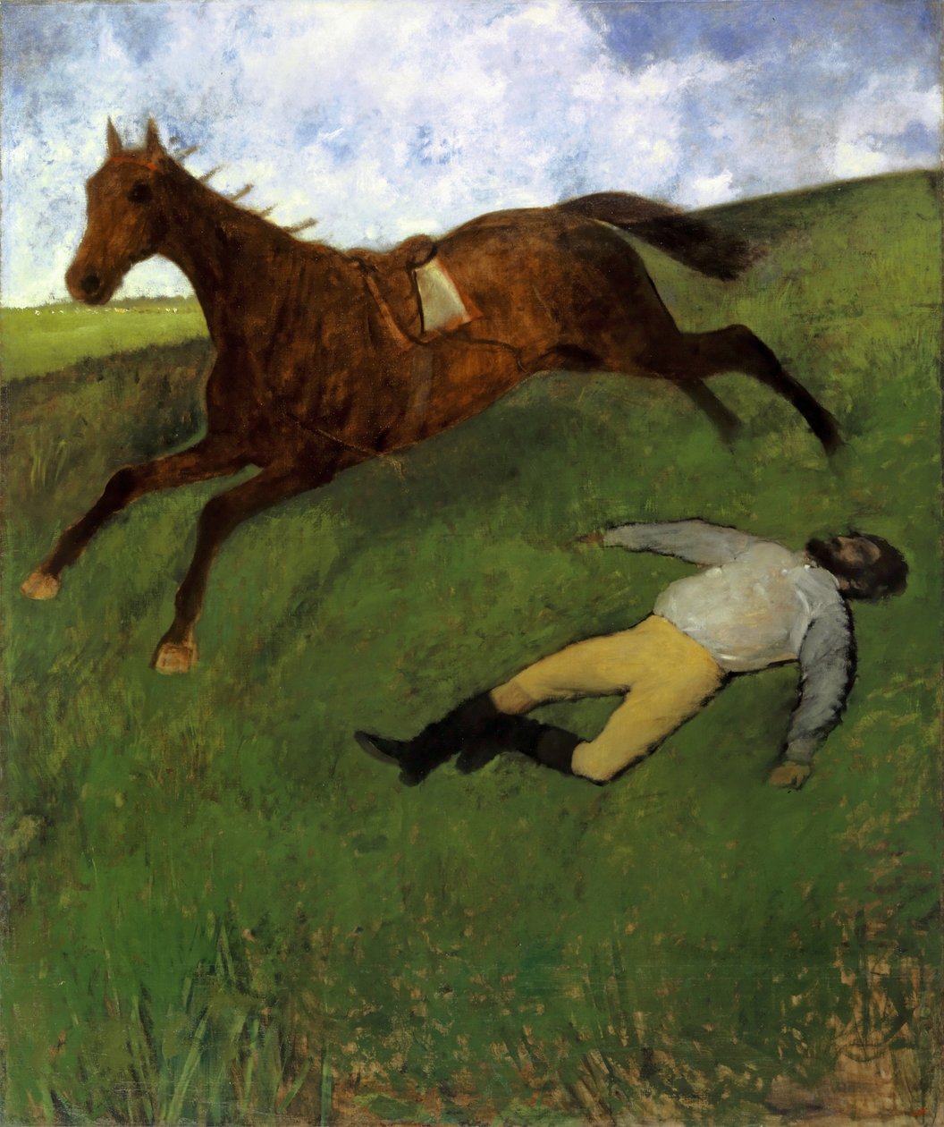 Skadet jockey, 1896-98 av Edgar Degas