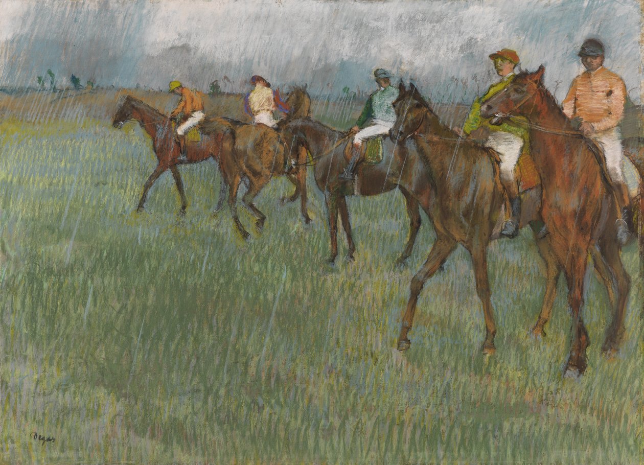 Jockeys in the Rain, ca. 1886 (pastell på papir) av Edgar Degas