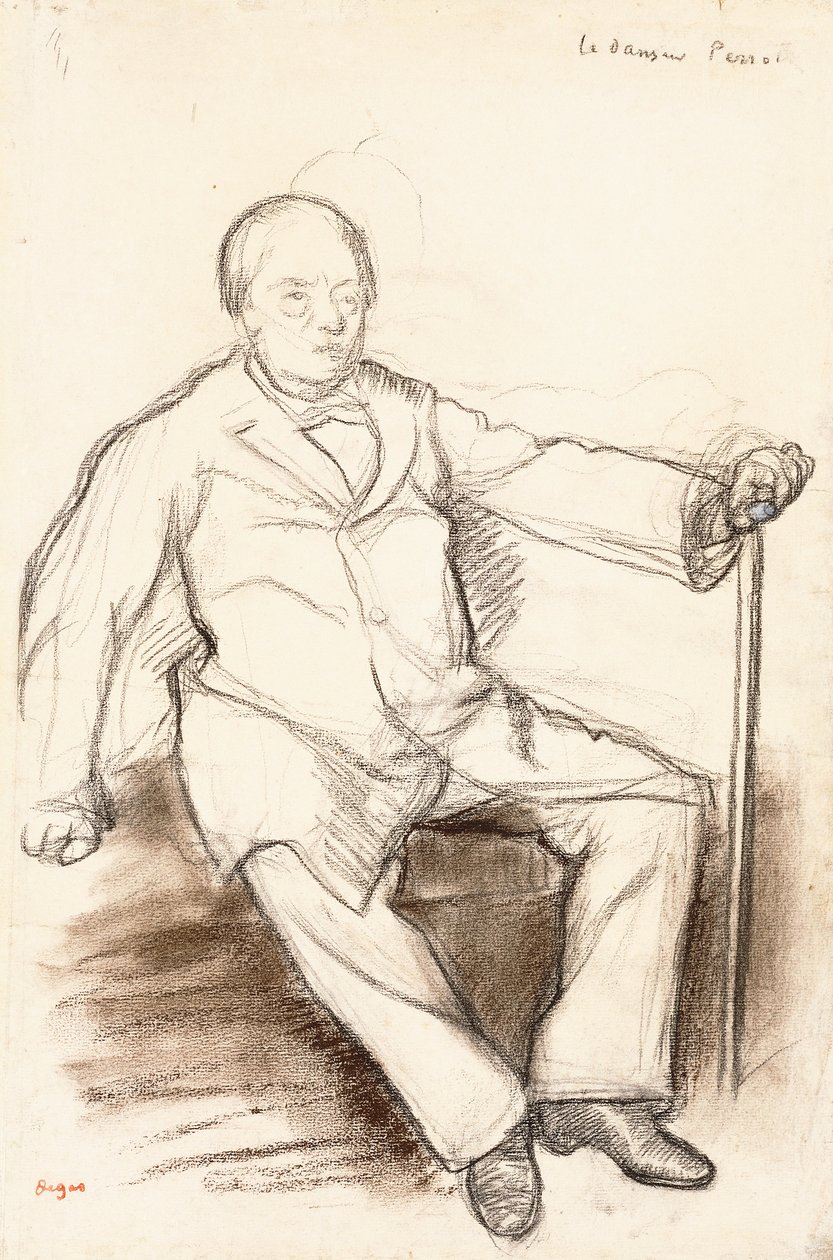 Jules Perrot, studie for Danseren Perrot, sittende, ca. 1880 av Edgar Degas