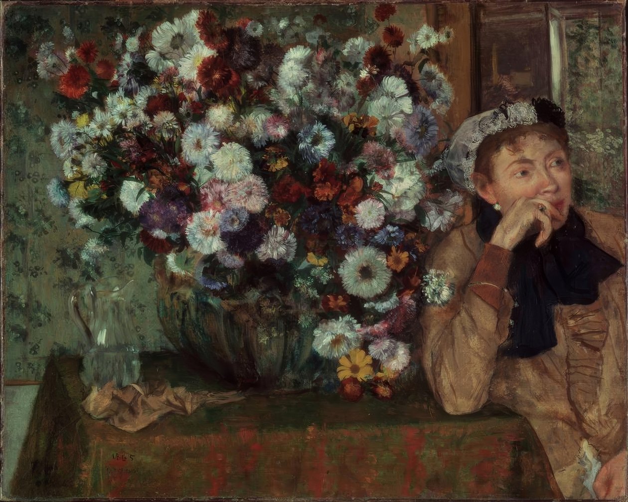 Kvinnen med krysantemum av Edgar Degas