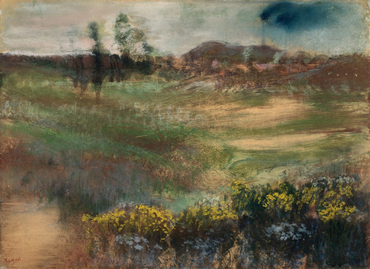 Landskap med skorsteiner av Edgar Degas