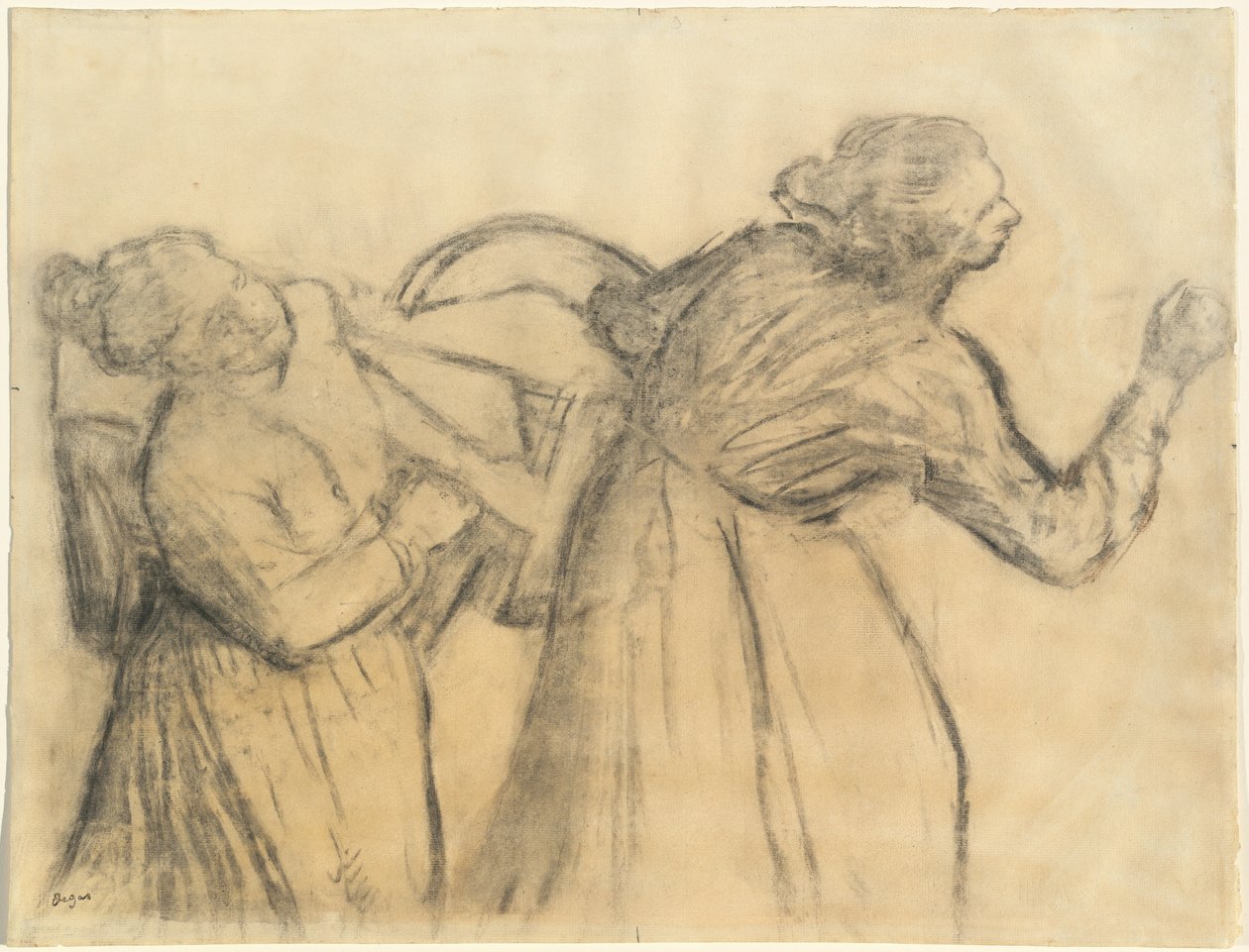 Vaskedame som bærer lin av Edgar Degas