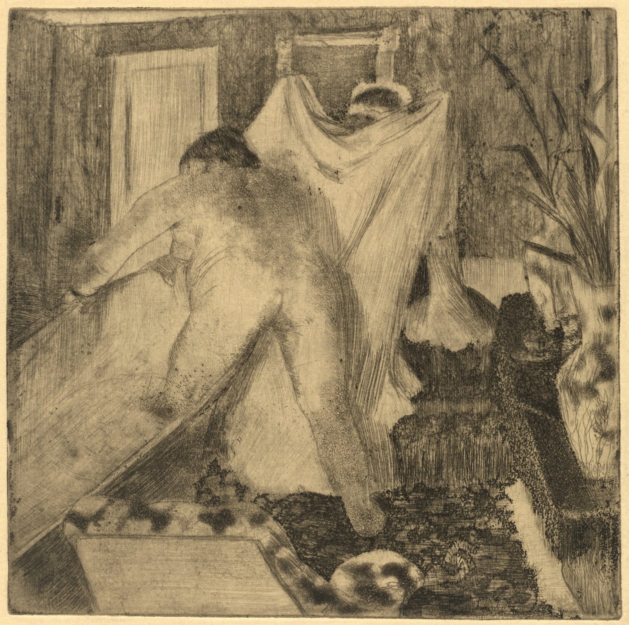Forlater badet (La sortie du bain) av Edgar Degas