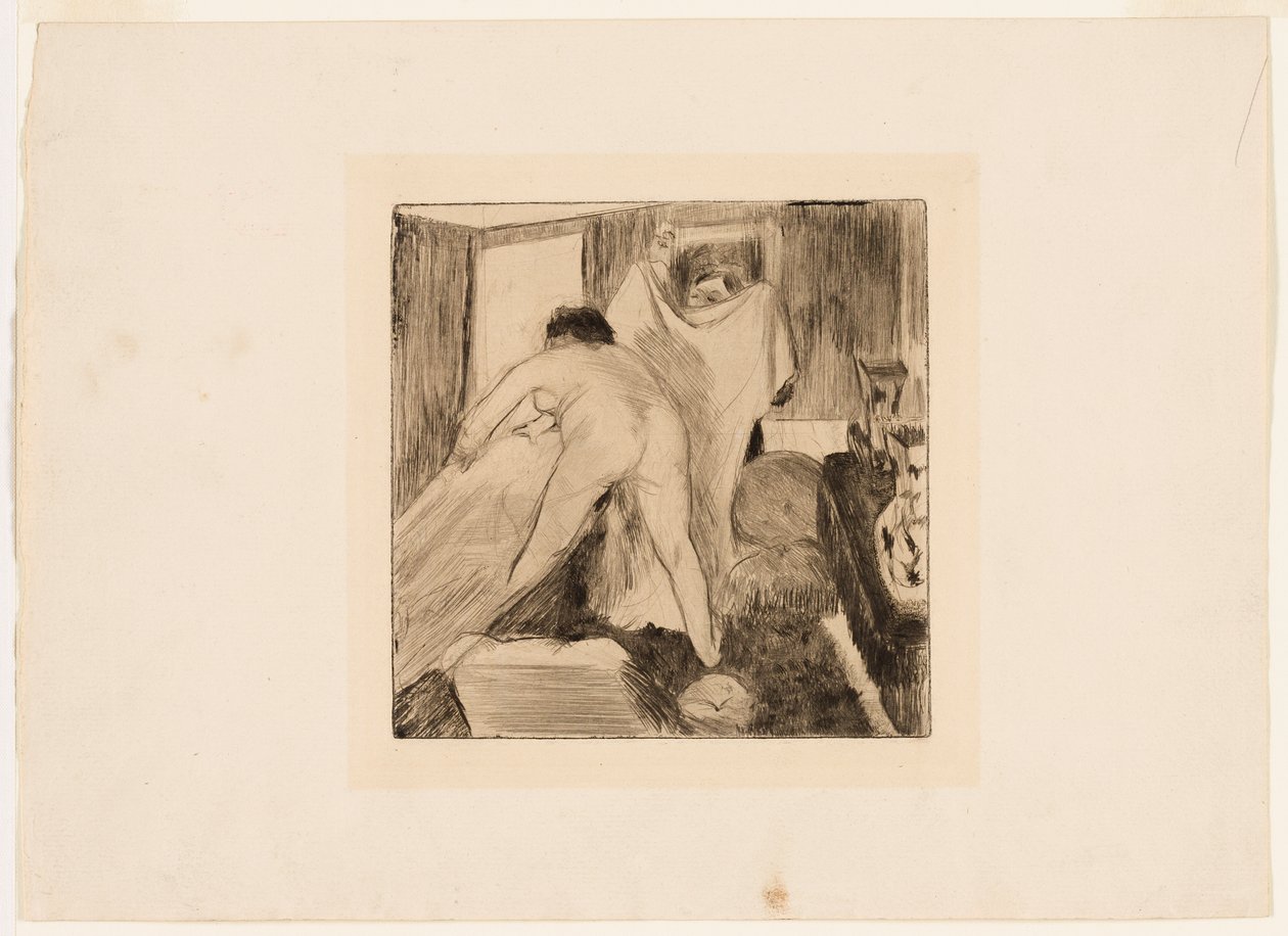 Forlater badet av Edgar Degas