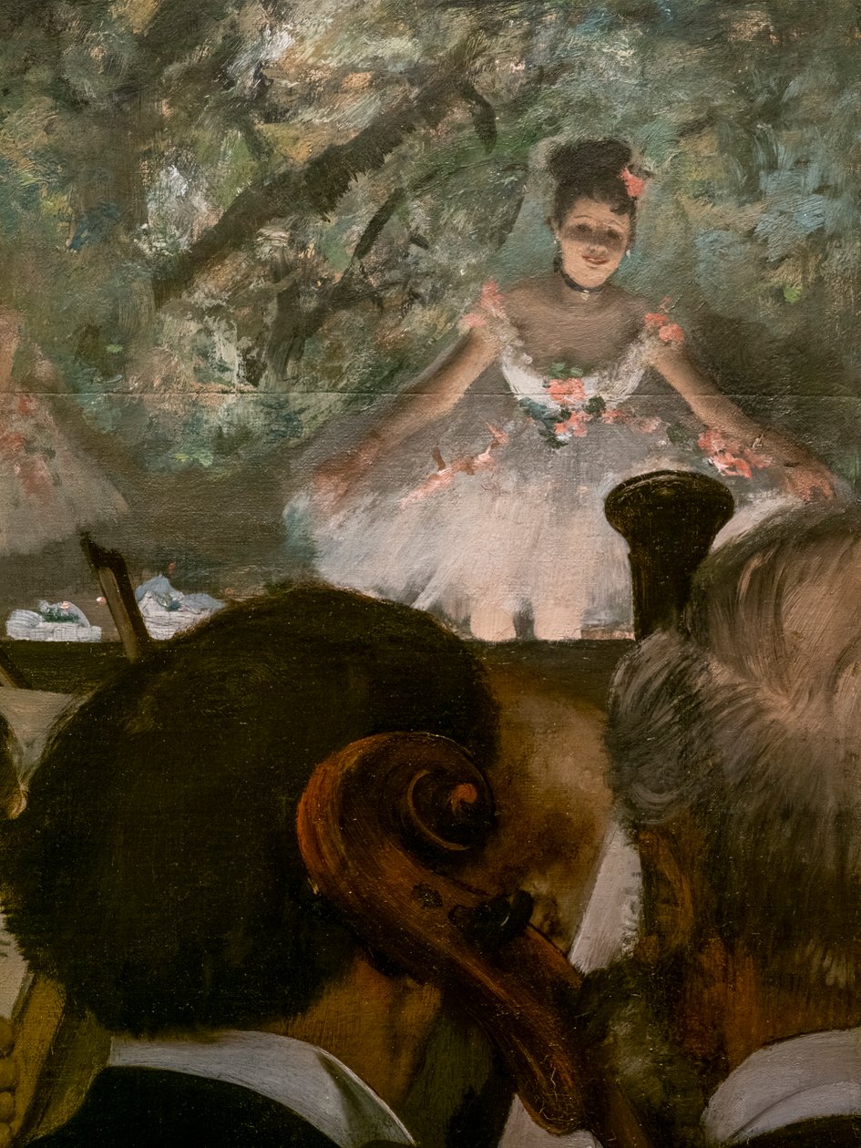 Les Musiciens (detalj). 1872-1873, gjenopptatt rundt 1874-1876. Olje på lerret. av Edgar Degas