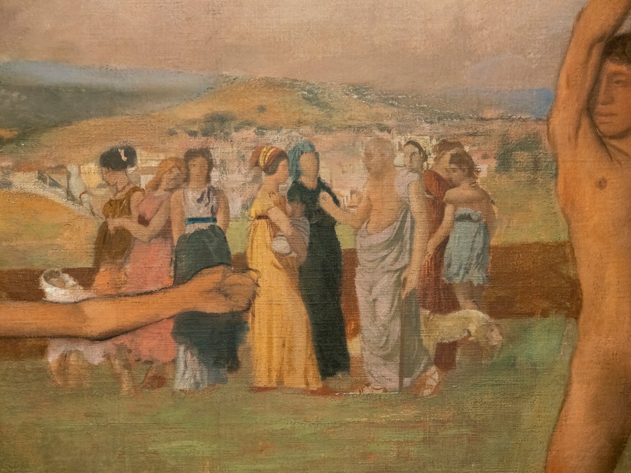 Små spartanske jenter provoserer gutter (detalj). Rundt 1860-1862, gjenopptatt før 1880. Olje på lerret av Edgar Degas
