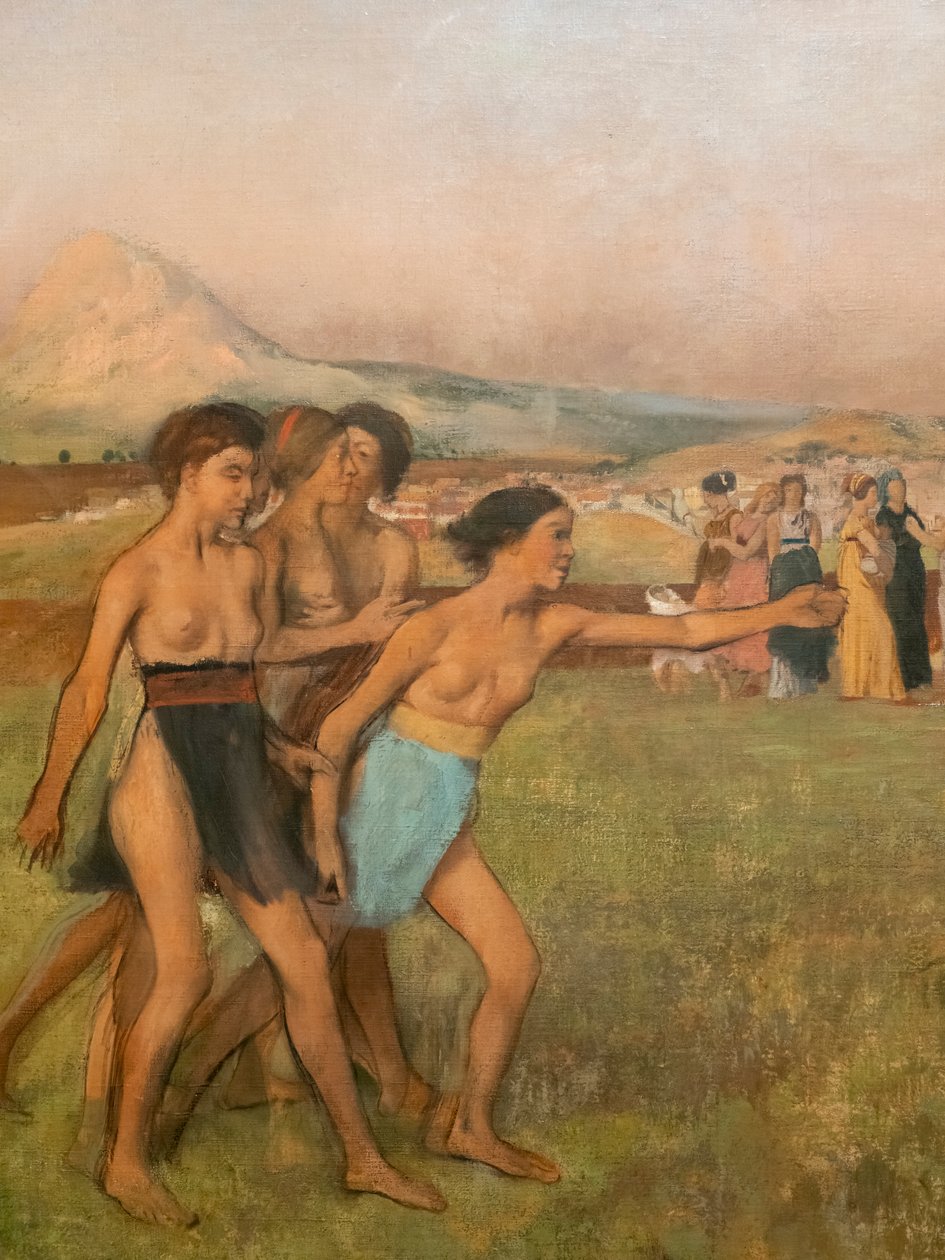 Små spartanske jenter provoserer gutter (detalj). Rundt 1860-1862, gjenopptatt før 1880. Olje på lerret av Edgar Degas