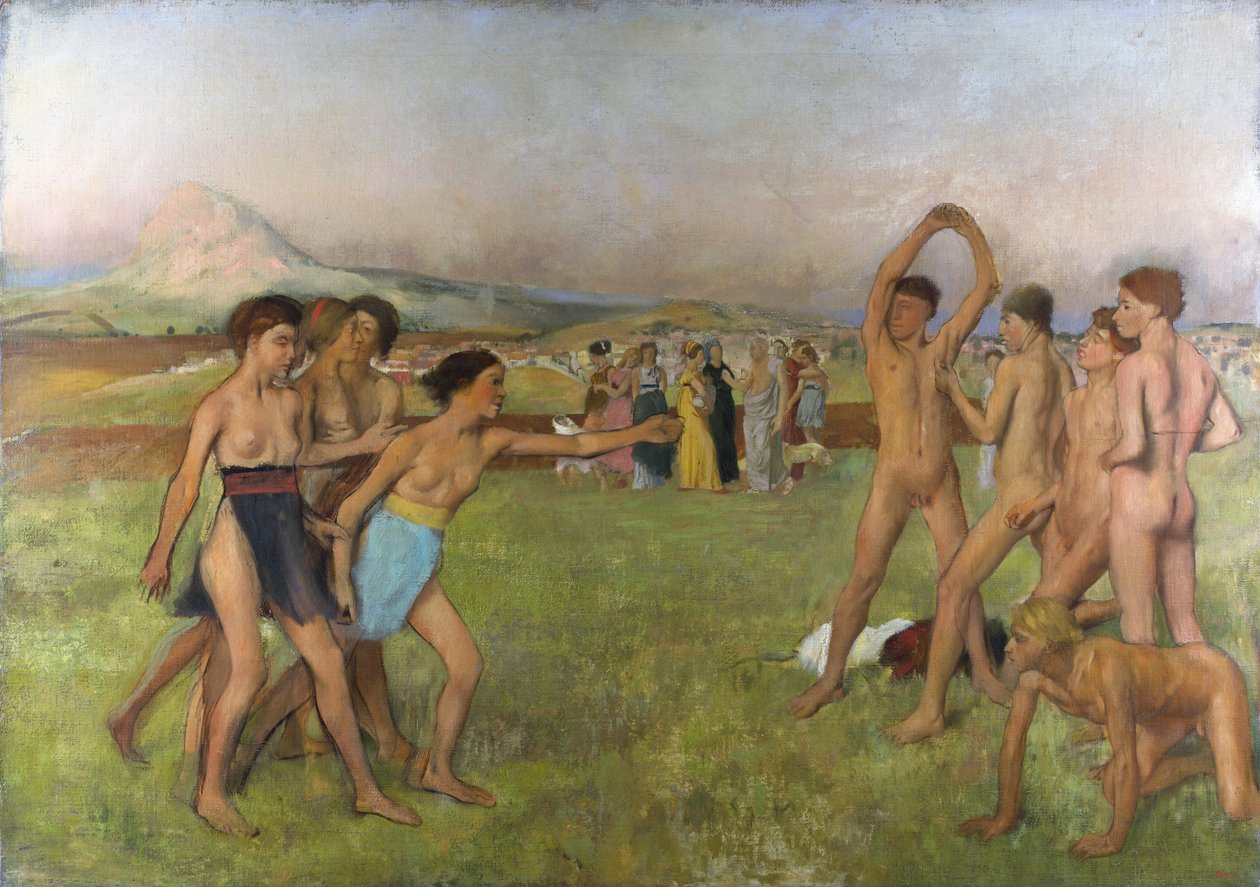 Små spartanske jenter som provoserer gutter. Rundt 1860-1862, Olje på lerret av Edgar Degas