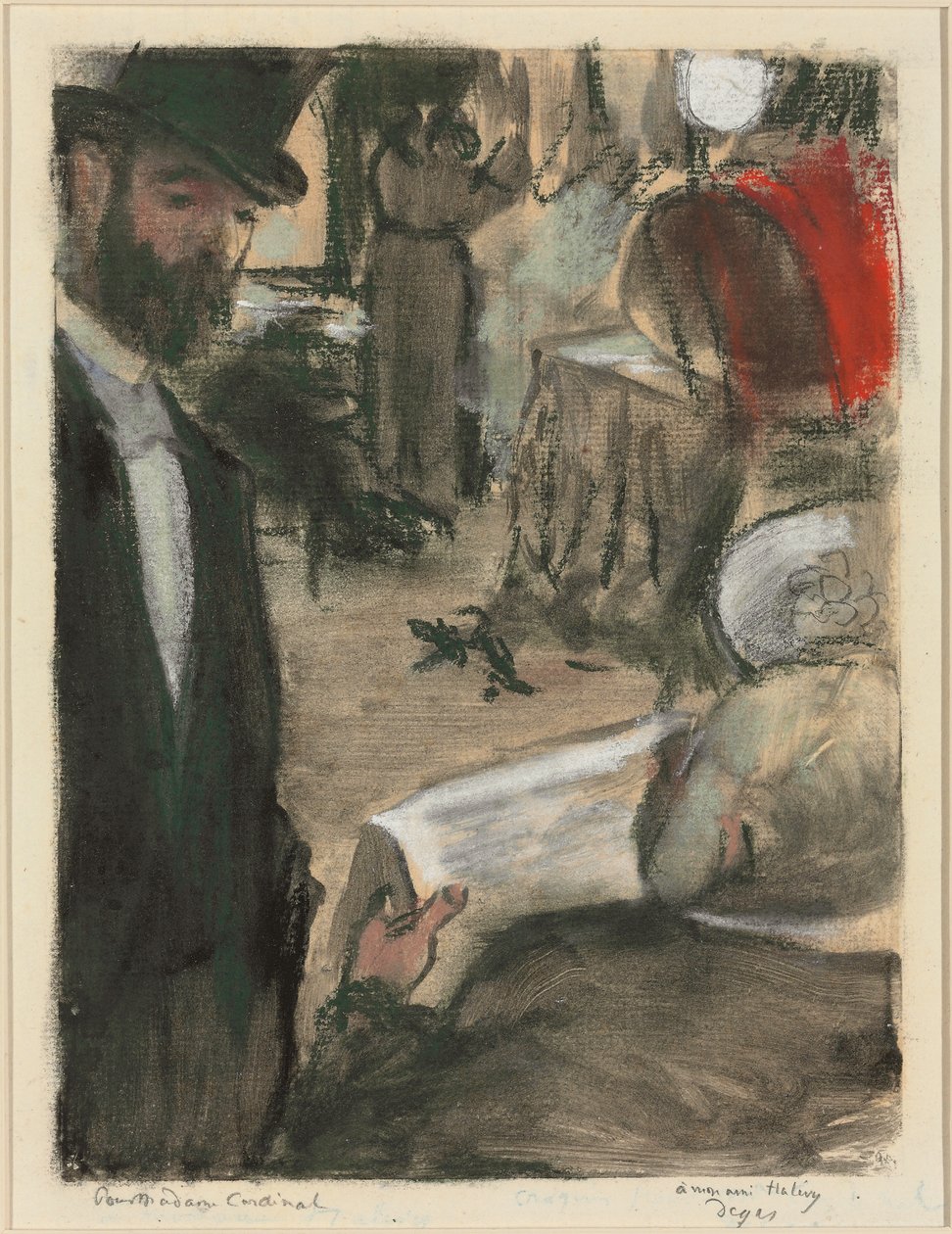 Ludovic Halevy finner madame kardinal i en loge av Edgar Degas