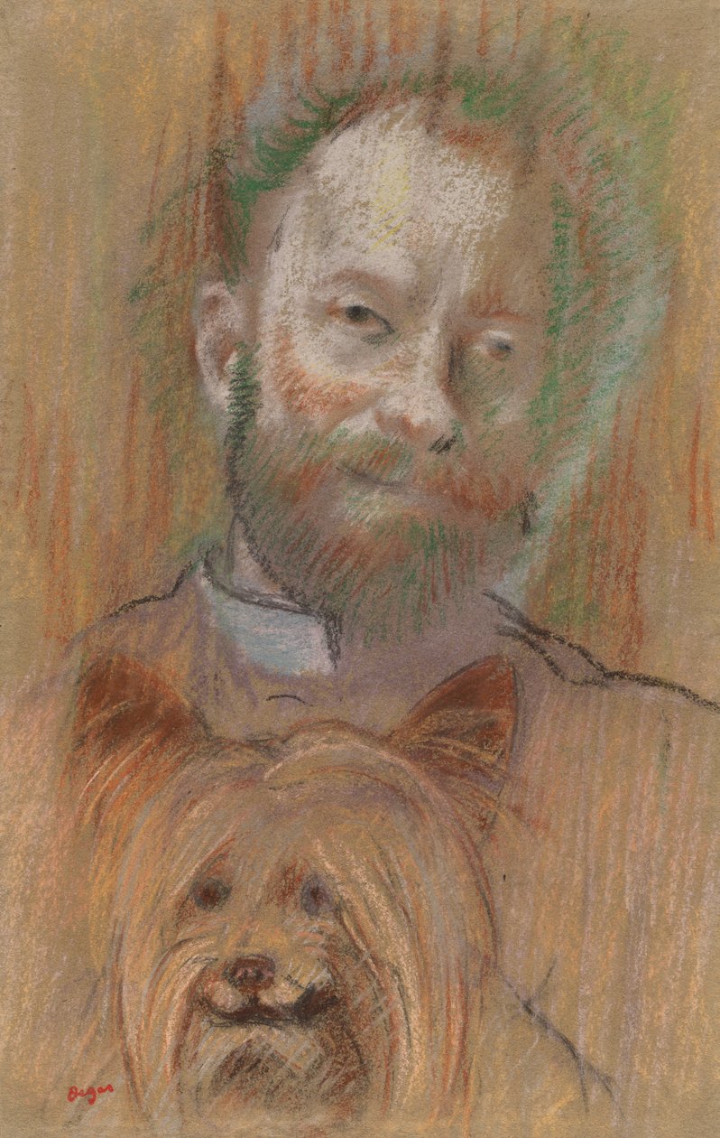 Ludovic Lepic holder hunden sin, 1889 av Edgar Degas
