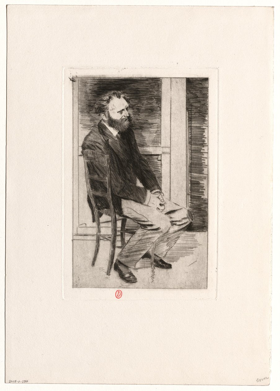 [Manet sittende, vendt mot høyre] av Edgar Degas