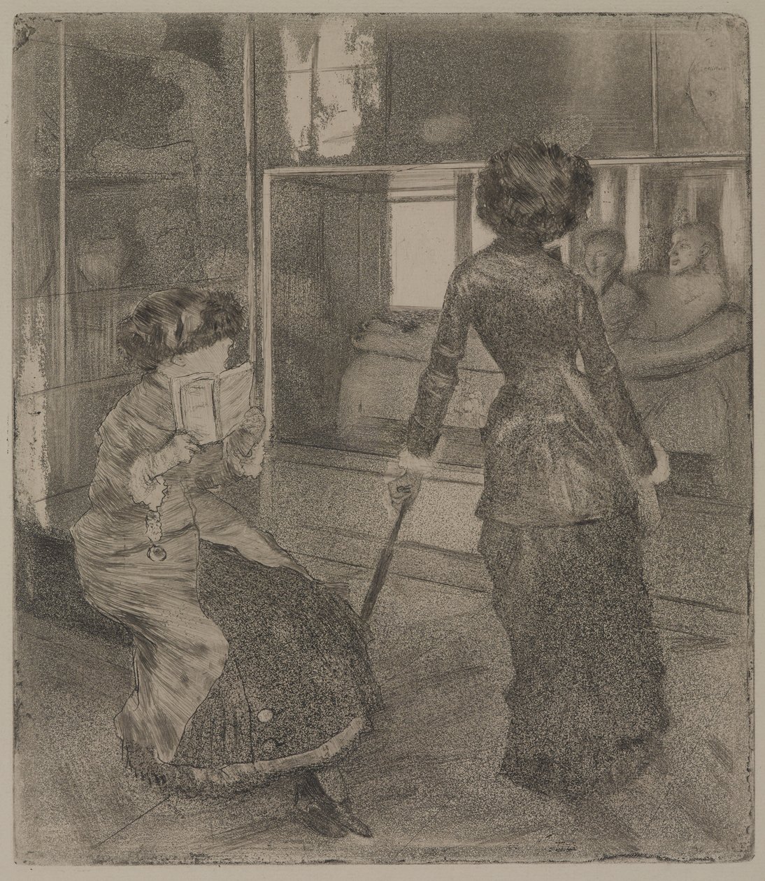 Mary Cassatt ved Louvre: Det etruskiske galleriet av Edgar Degas