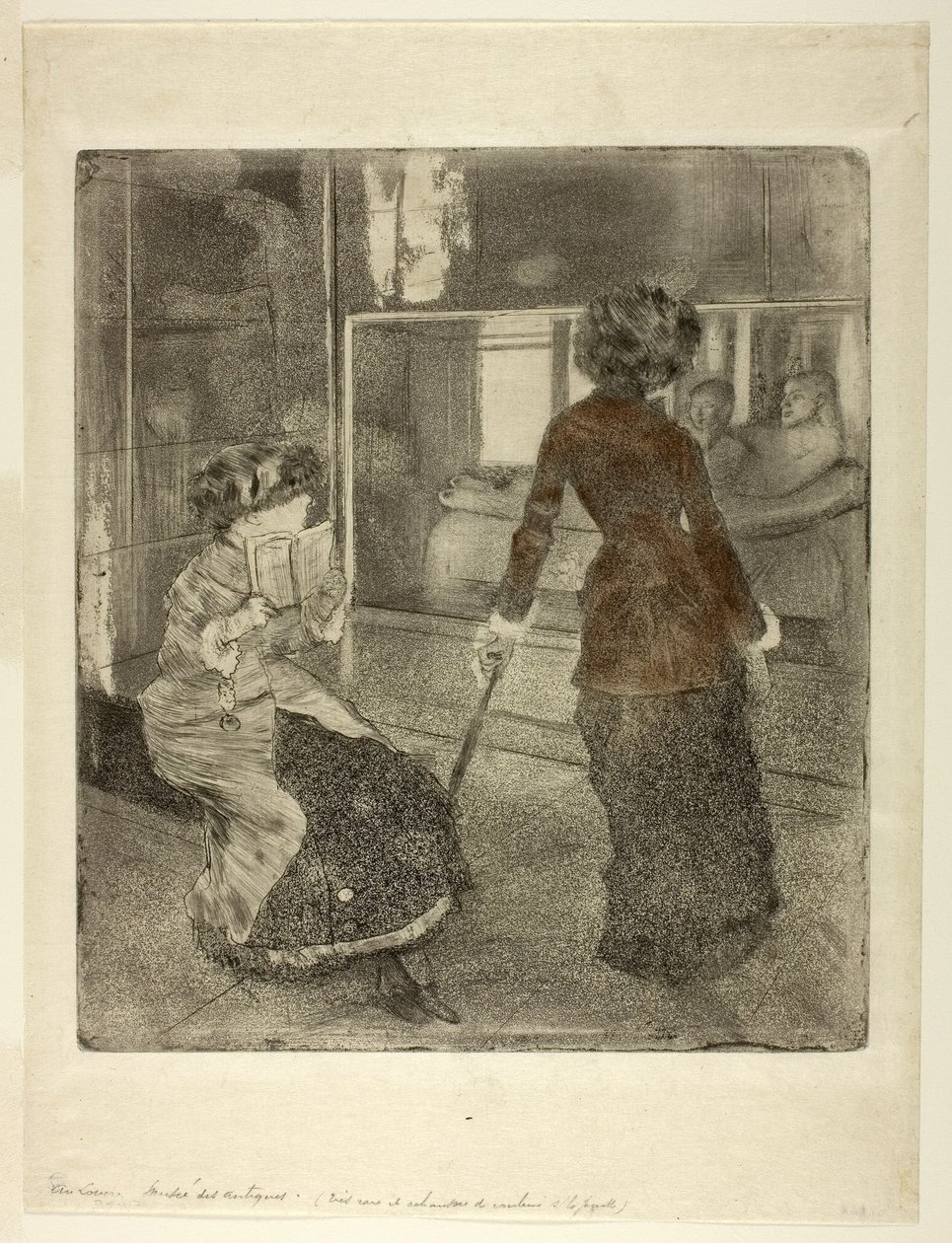 Mary Cassatt ved Louvre: Det etruskiske galleriet, 1879-80 av Edgar Degas