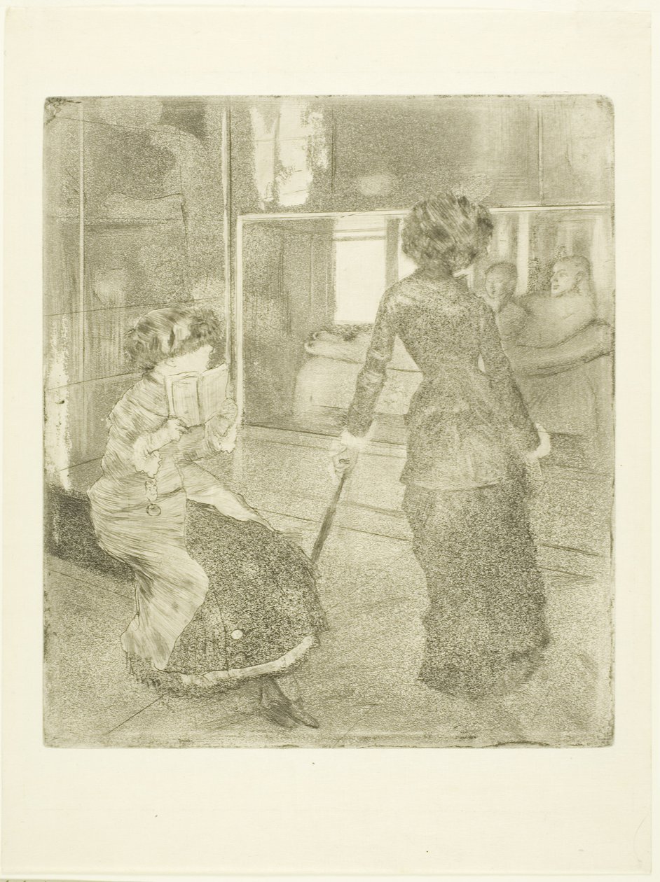 Mary Cassatt ved Louvre: Det etruskiske galleriet, 1879?-80 av Edgar Degas