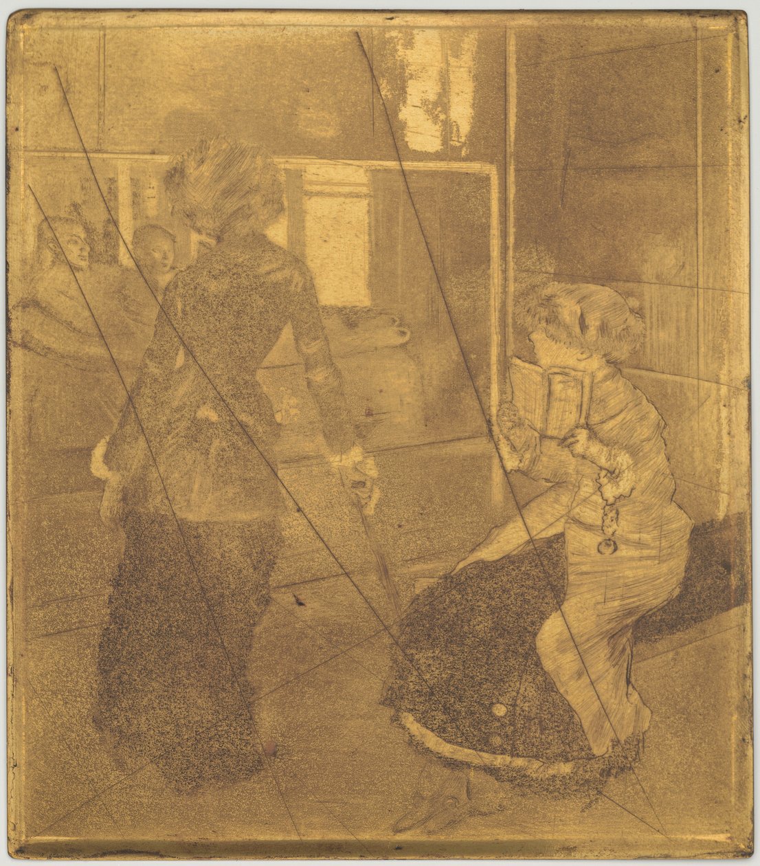 Mary Cassatt ved Louvre: Etruskisk galleri [kobberplate] av Edgar Degas
