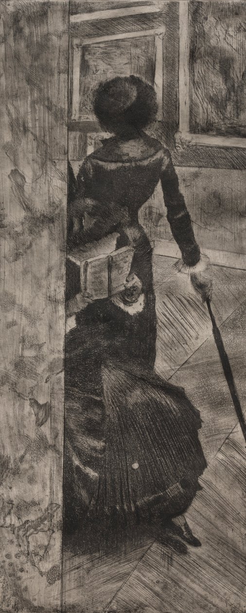 Mary Cassatt ved Louvre: The Paintings Gallery, 1879-1880. av Edgar Degas