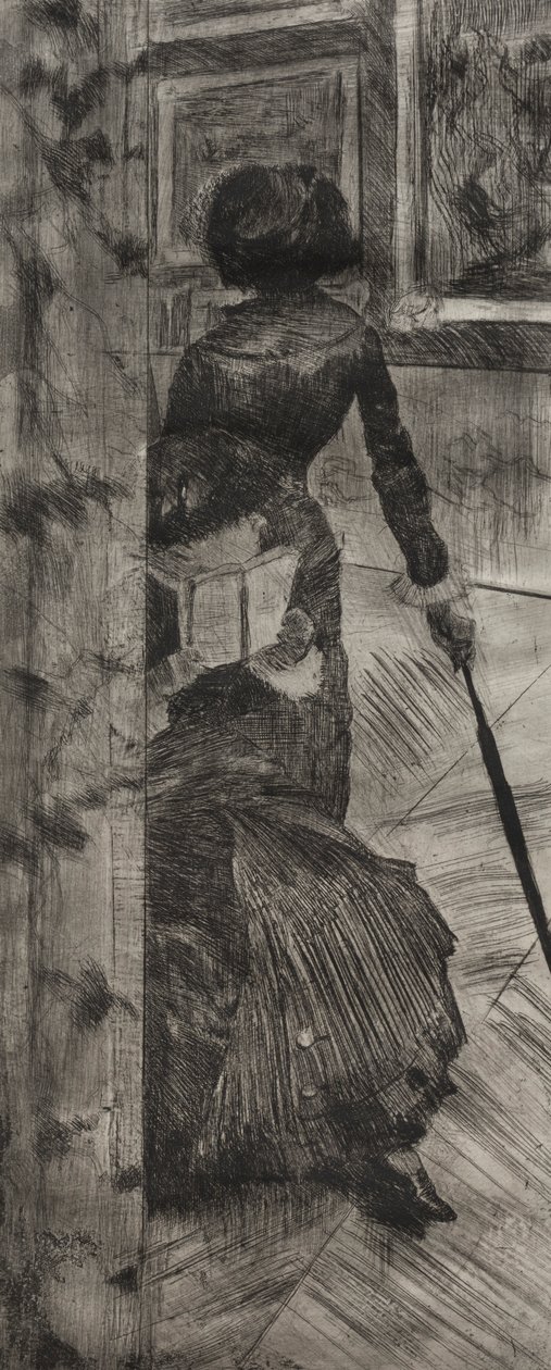 Mary Cassatt ved Louvre: The Paintings Gallery, 1879-1880. av Edgar Degas