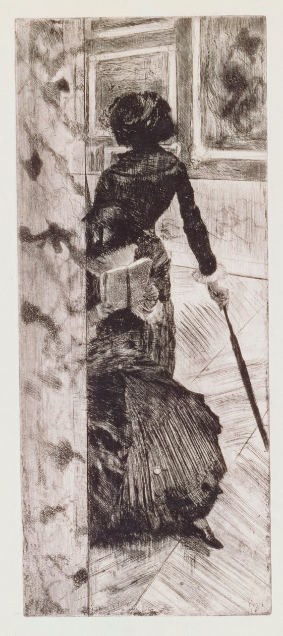 Mary Cassatt ved Louvre: The Paintings Gallery, 1879-80 av Edgar Degas