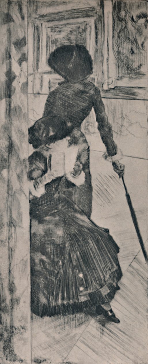 Mary Cassatt i Louvre, ca. 1880, 1946 av Edgar Degas