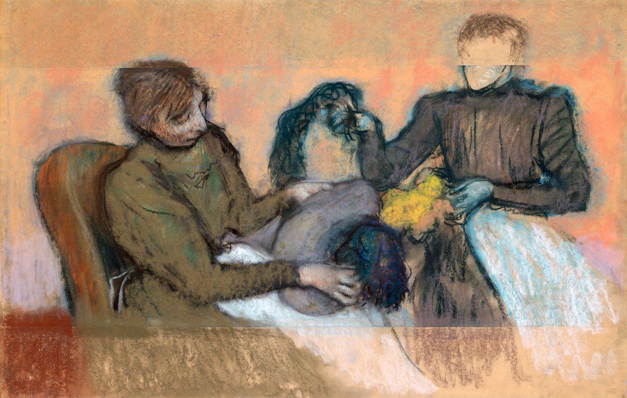 Milliner møblerer en hatt, 1898 av Edgar Degas