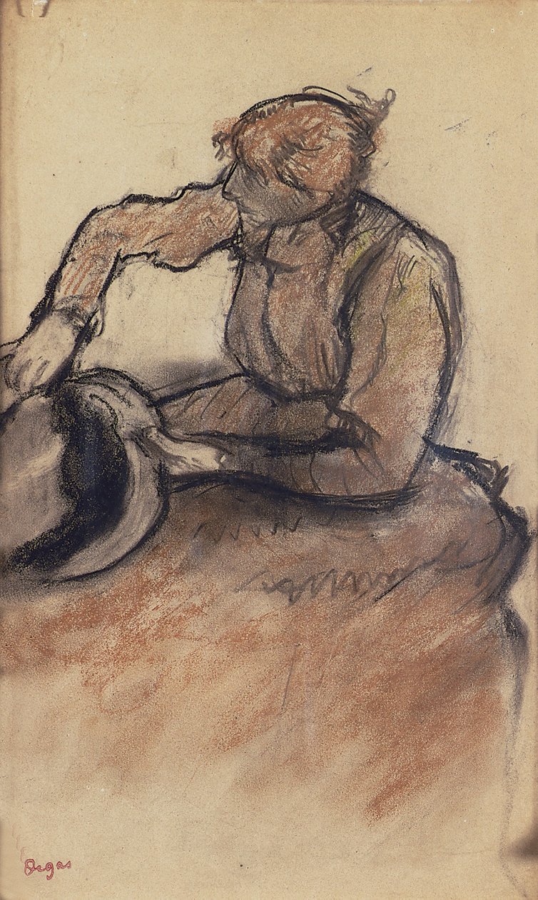 Milliner trimmer en hatt, ca. 1898 av Edgar Degas