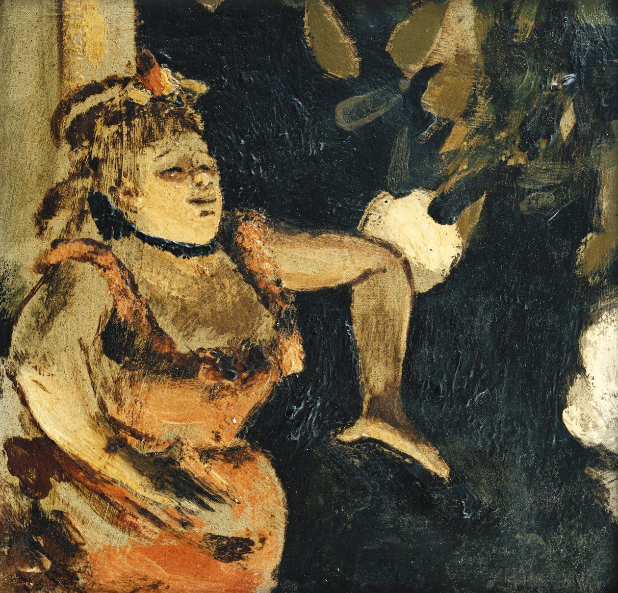 Mlle Becat ved ambassadørene; Mlle. Becat aux Ambassadeurs, ca. 1875-1877 av Edgar Degas