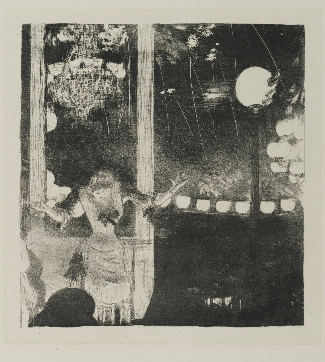 Mlle Becat på Cafe des Ambassadeurs, 1877-78 (lito på vevd papir) av Edgar Degas