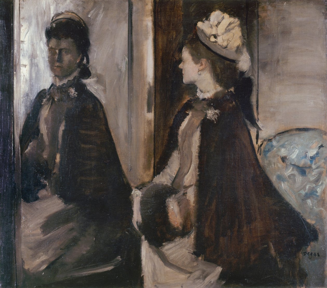 Mrs Jeantaud in the Mirror, ca. 1875 av Edgar Degas