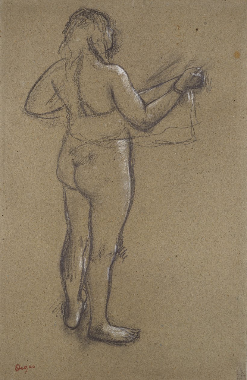 Naken kvinne som tørker seg av Edgar Degas