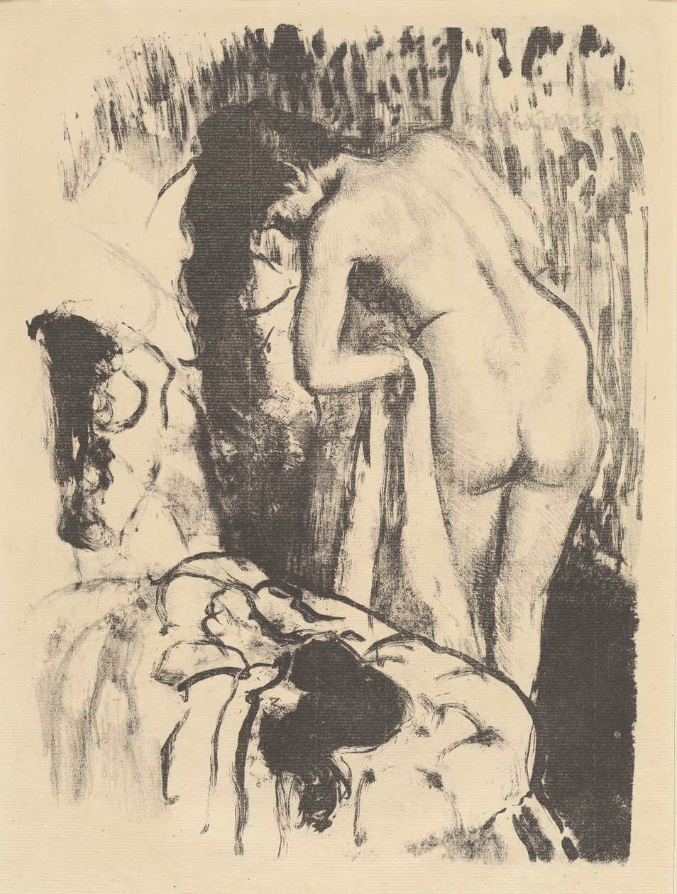 Naken kvinne som står, tørker seg (Femme nue debout, a sa toilette), ca. 1890 av Edgar Degas
