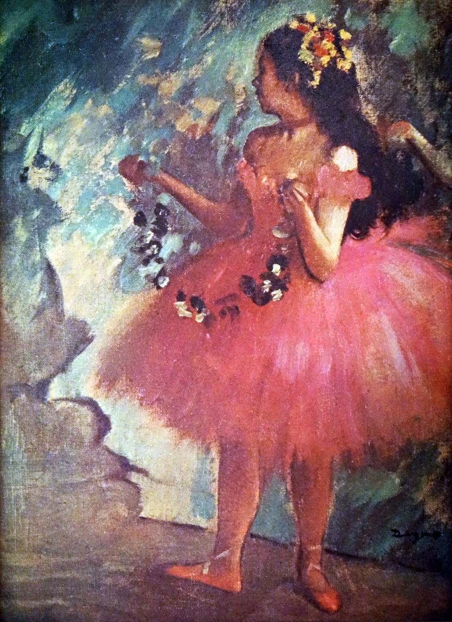 Maleri med tittelen Dancer in a Rose Dress av Edgar Degas av Edgar Degas