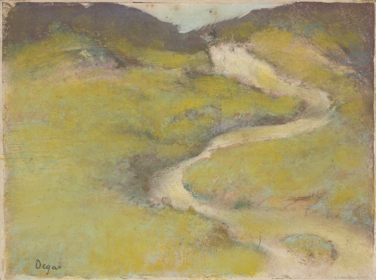 Pathway in a Field, 1890 (pastell over monotype i oljer) av Edgar Degas