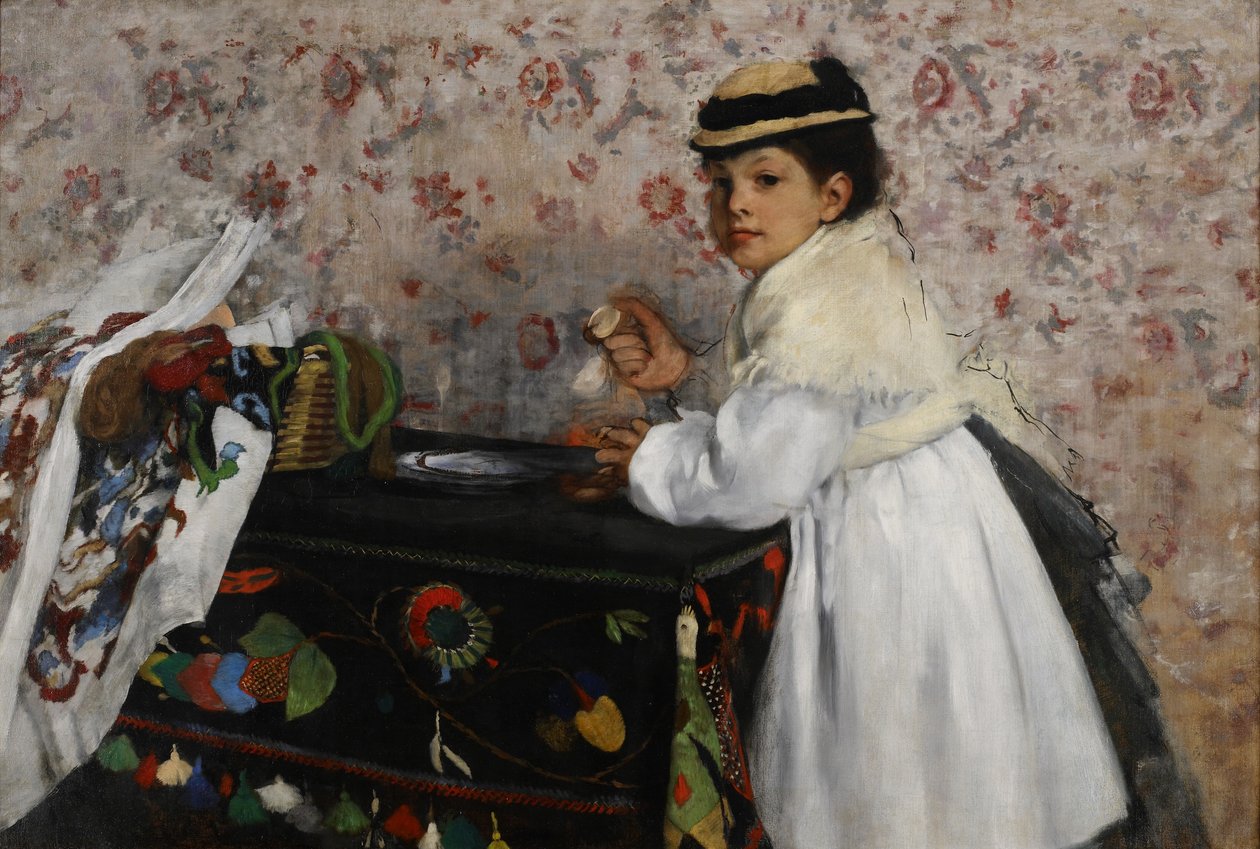 Portrett av Mlle. Hortense Valpinçon, ca. 1871 (olje på madrass tikker) av Edgar Degas