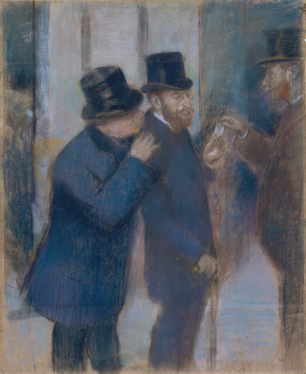 Portretter på børsen, ca. 1878-79 (pastell på papir, oppstykket og lagt ned på lerret) av Edgar Degas