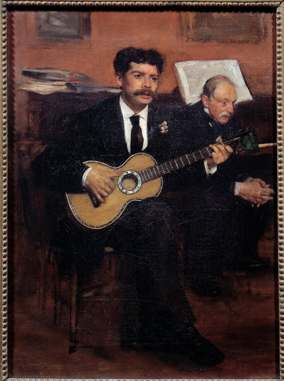Portretter av Lorenzo Pagans (1838-1883) spansk tenor og Augustus De Gas (1807-1874) far til kunstneren. Maleri av Edgar Degas (1834-1917) av Edgar Degas