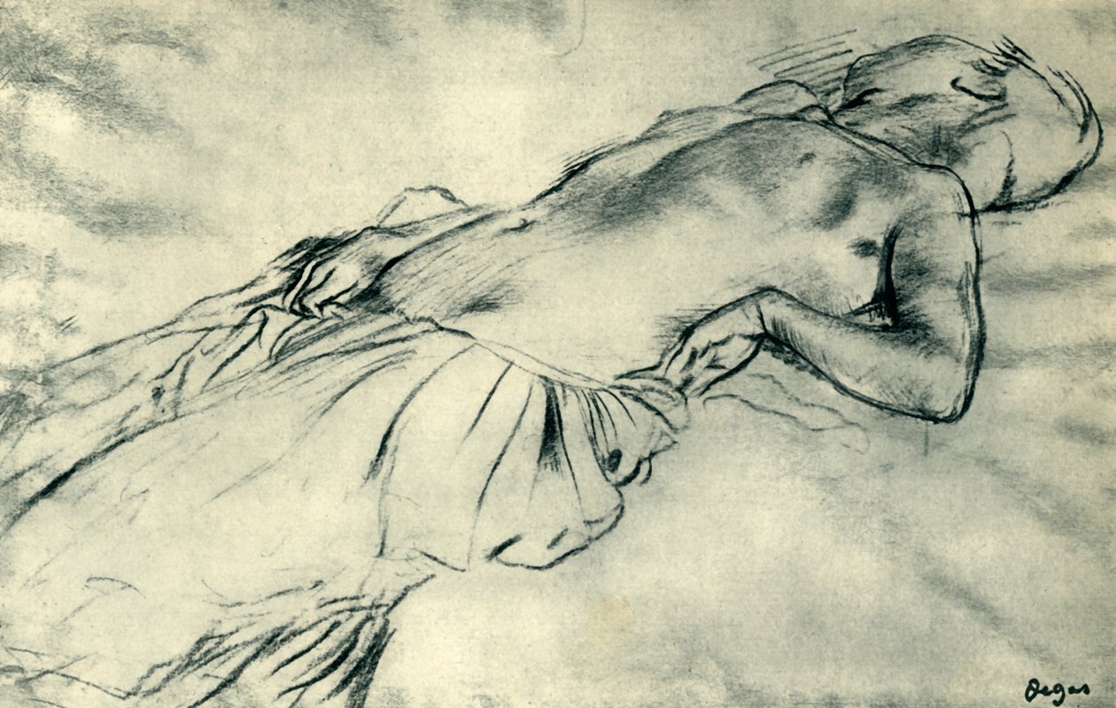 Tilbakelent kvinnelig naken, slutten av 1800-tallet, 1943. av Edgar Degas