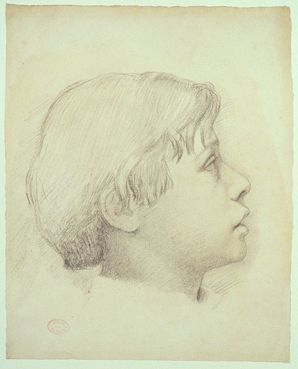 René de Gas, ca. 1855 (svart kritt på elfenbenspapir) av Edgar Degas