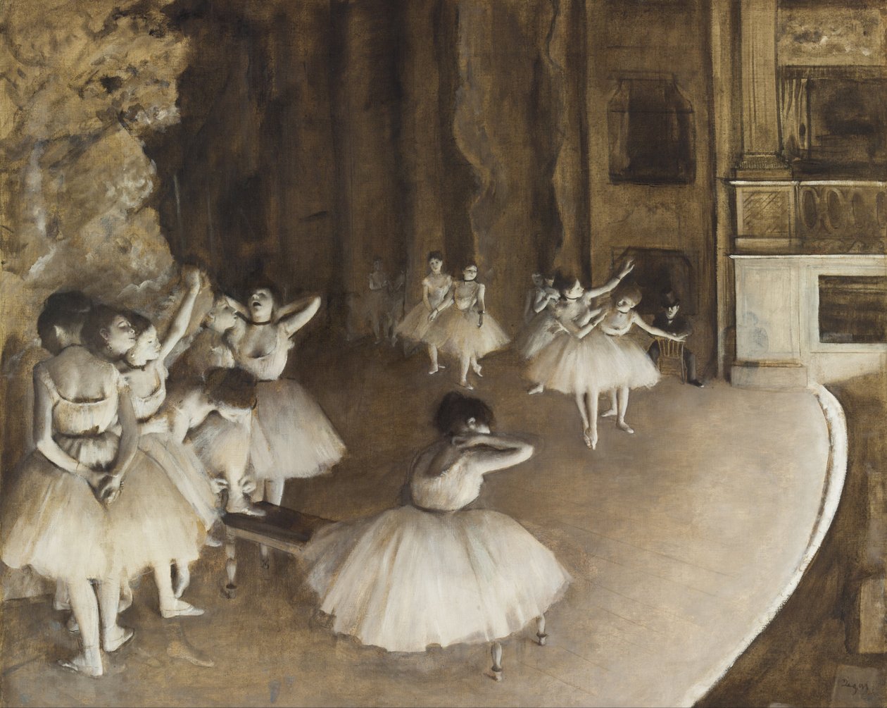 Ballettøvelse på scenen av Edgar Degas