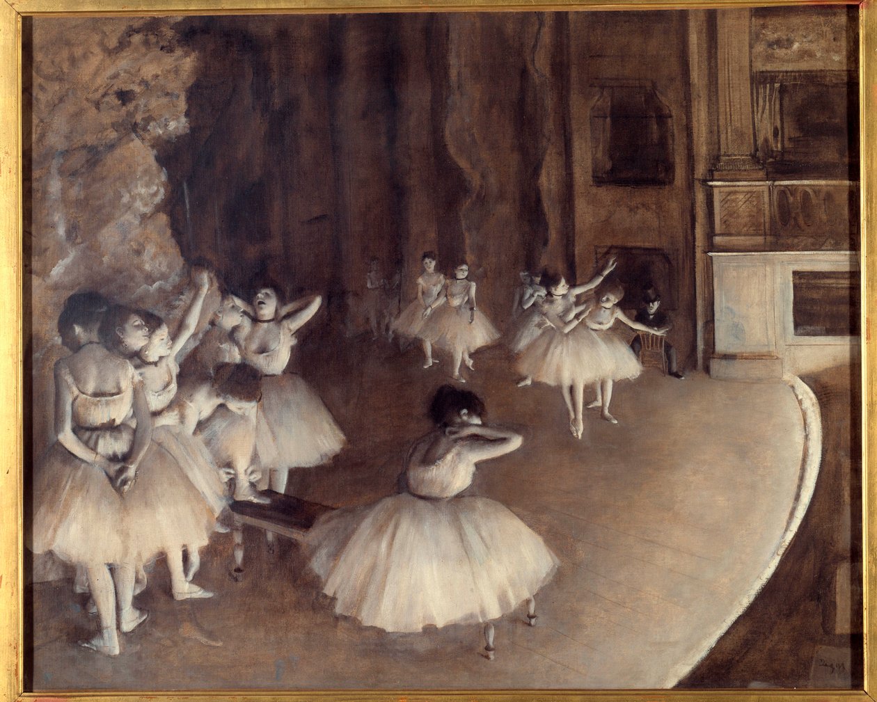 Gjentakelse av en ballett på scenen Maleri av Edgar Degas (1834-1917). 1874. Dim. 0,65x0,81 m. Paris, Musee d