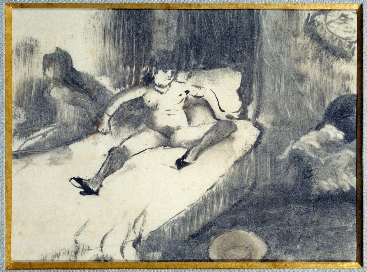 Hvil på sengen En prostituert hviler på sengen sin på et bordell. Maleri av Edgar Degas av Edgar Degas