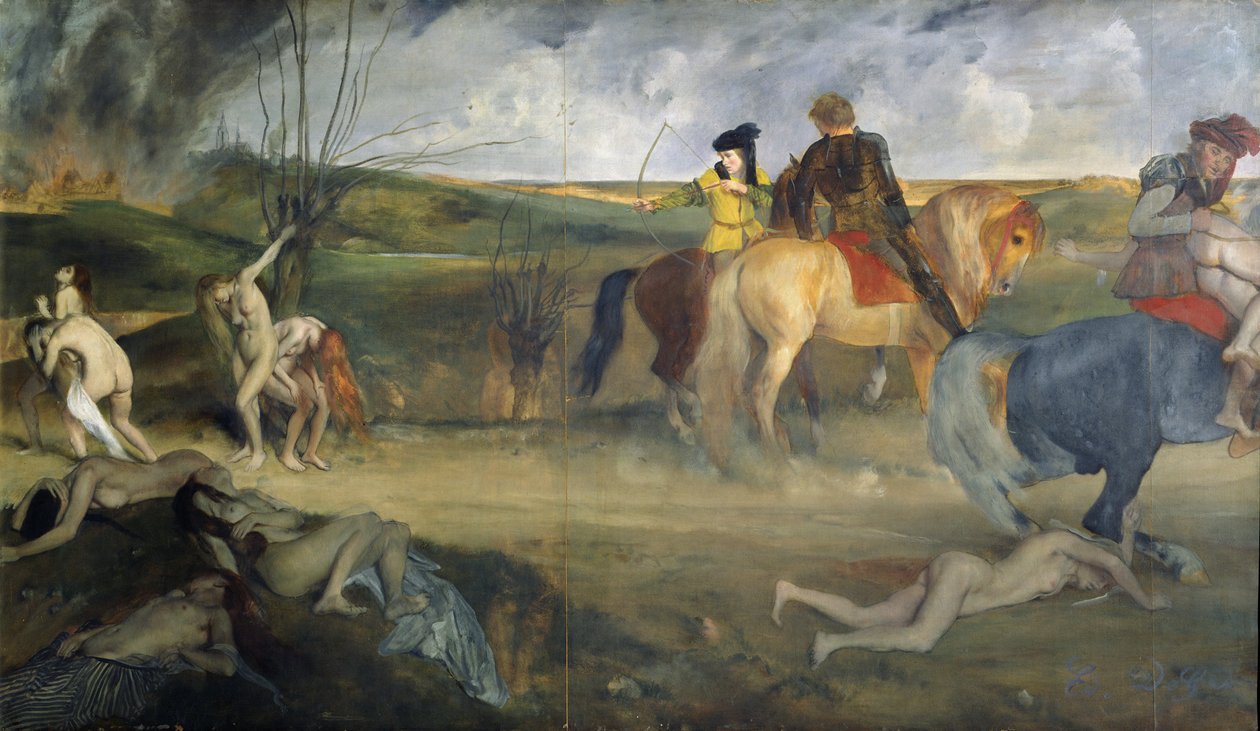 Krigsscene i middelalderen, ca. 1865 (olje på lerret) av Edgar Degas