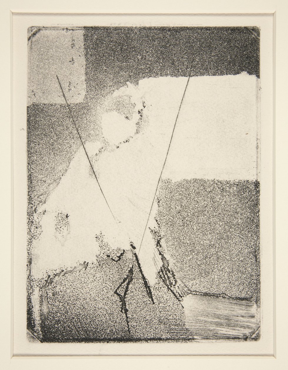 Sittende kvinne i Bonnet and Shawl, ca. 1879 (etsing og akvatint) av Edgar Degas